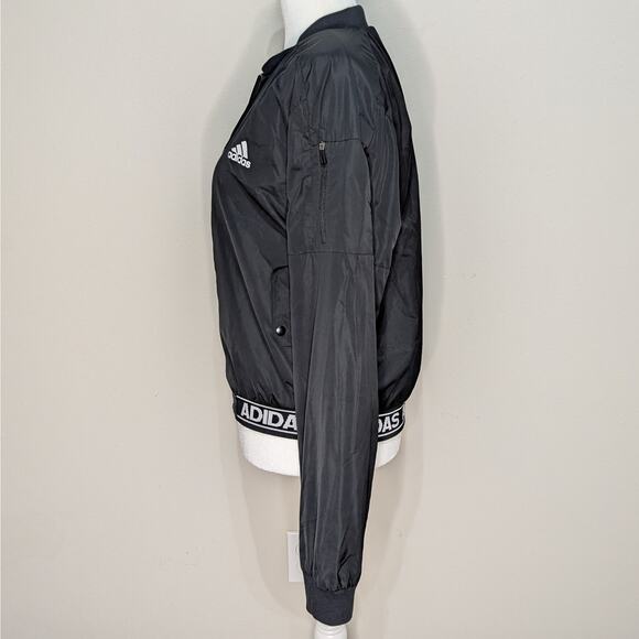 Adidas Sport ID Black Plush Lined Full Zip Bomber Jacket Juniors Size Medium - Picture 4 of 10